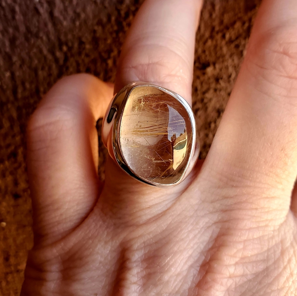 New Men's Golden Rutile 925 Silver Ring. - Picture 16 of 16
